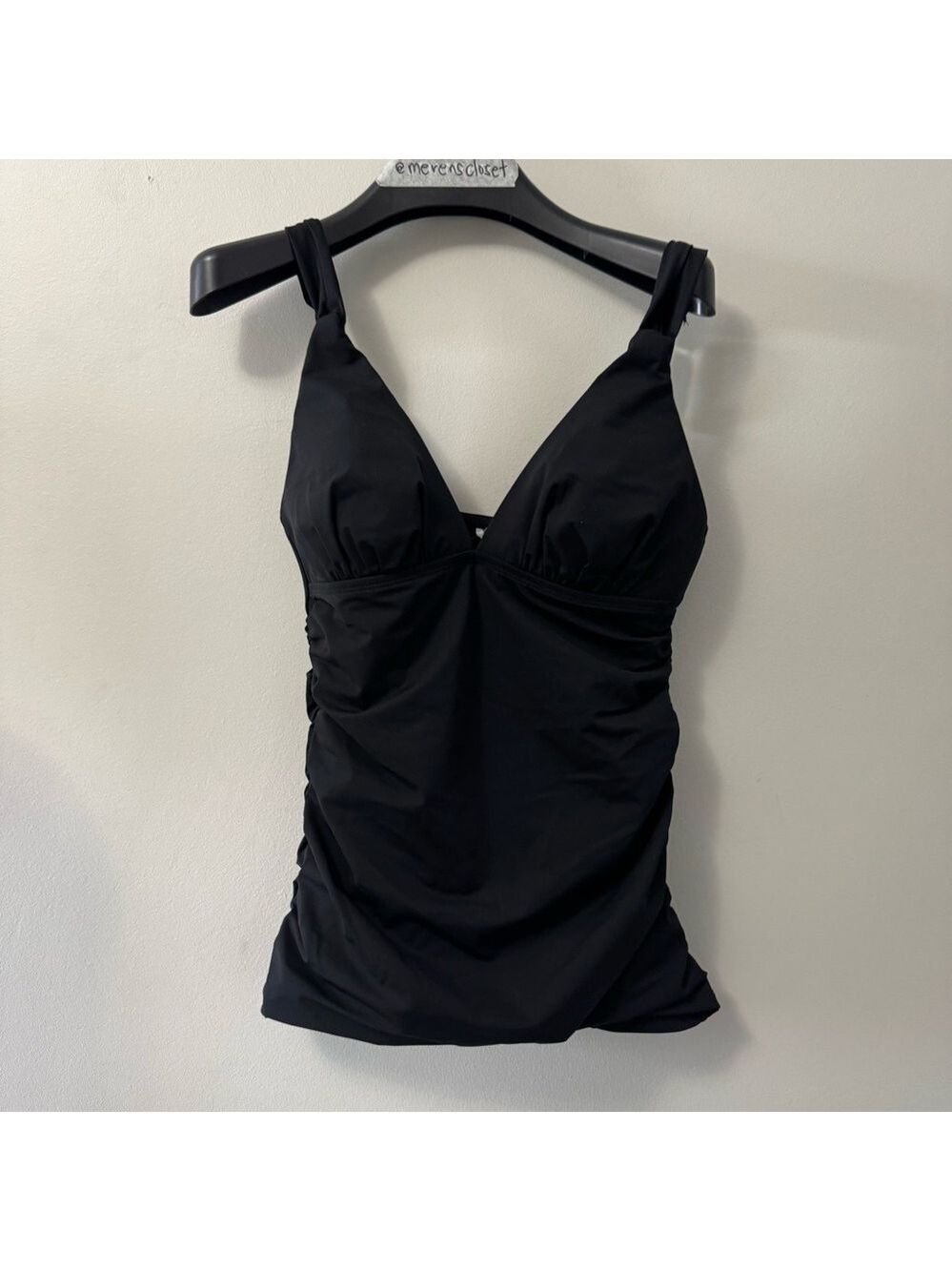 Tommy Bahama Black Swim Top Tankini V neck halter Size Small